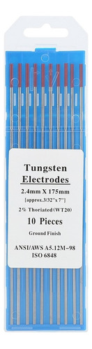 Wt20 Electrodo De Tungsteno Profesional Tig Variilla 2% Tori