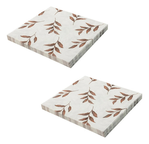 Guardanapo Folhas De Outono 32,5 X 32,5cm C/ 20 Unidades Cor Bege / Marrom