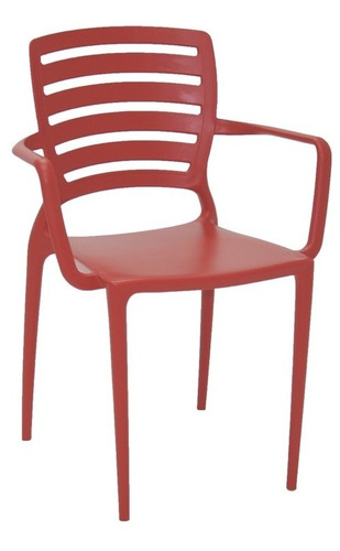 Cadeira Sofia Encosto Vazado Com Braço Vermelha Tramontina
