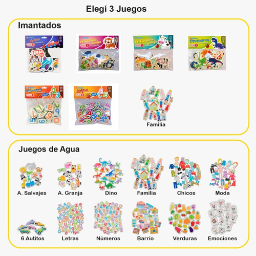 Imagen 2 de 10 de Set 3 Juegos Agua Goma Eva O Imantados Niños Didacticos