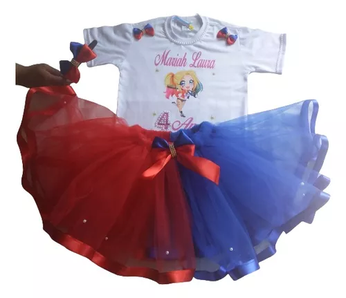 Conjunto de Tutu Arlequina Rosa e Azul- Diversas Idades