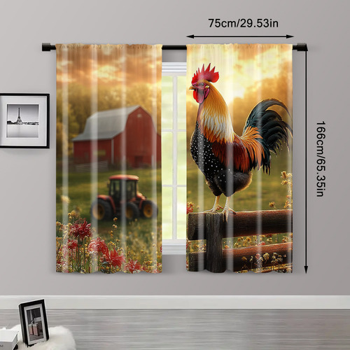 2 Peças De Cortinas, Prateleira De Frango, Cerca De Madeira,