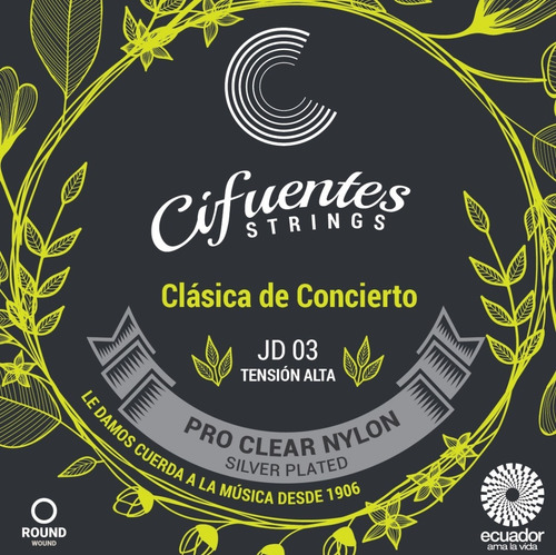Cuerdas Guitarra Clásica Profesional Tensión Alta Cifuentes