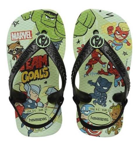 Chinelo Havaianas Baby Marvel Vingadores Com Elástico