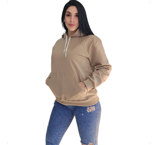 Buzo Canguro Algodón Frizado De Mujer Talle Grande Mc