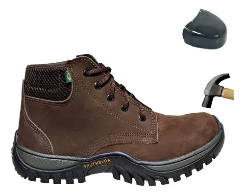 Botina De Segurança Couro Nobuck Leve Resistente Bico Pvc