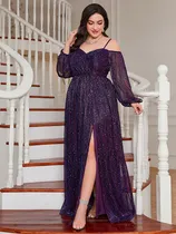 Comprar Vestido De Fiesta Largo, Talles Grandes. Elegancia Y Brillo