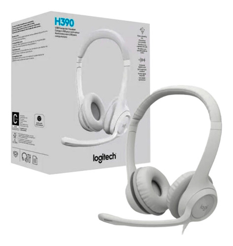 Headset Logitech H390-b Microf Y Control De Vol+usb Blanco
