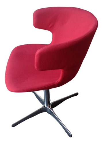 Silla Swivel Modelo B200-4 Estructura De La Silla Gris Asiento Rojo Diseño De La Tela Liso