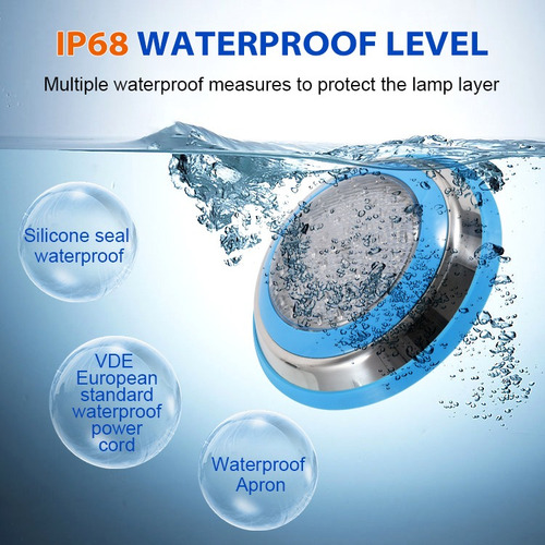 Luz De Piscina Rgb Acero Inoxidable Control Remoto 60w