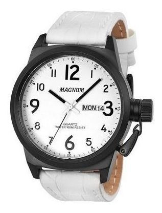 Relógio Magnum Ma33415b Pulseira Couro Branco