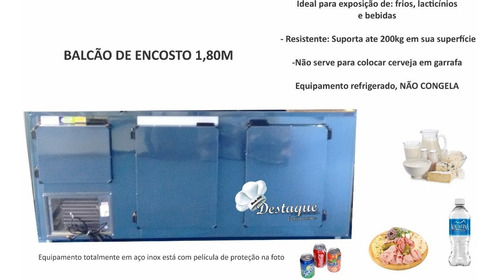 Balcão Refrigerado De Encosto 1.80mt Refrigel Aço Inox 220v