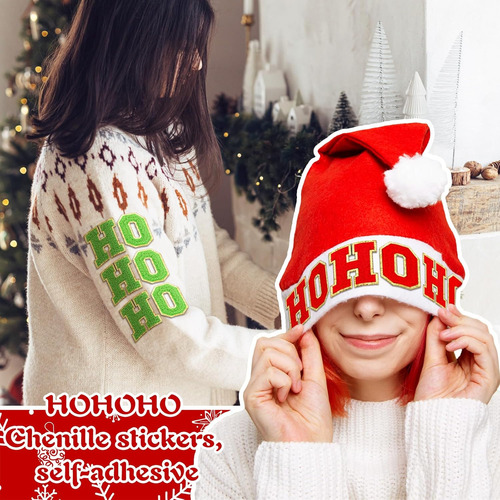 24 Pcs Autoadhesivo Ho Ho Ho Parches De Navidad Chenille ...