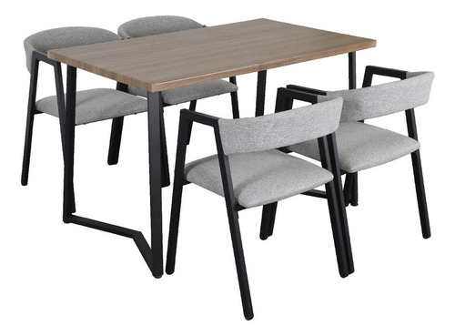 Juego De Comedor 4 Sillas Mesa Rectangular Cocina Cafetería Color Madera Kingshouse Salvia