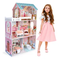 Comprar Kids House Casa de Muñecas de Madera con Muebles Daniela, Casita de Juguete para Niñas con 9 Muebles y Accesorios, Hermosos Detalles, Amplia y Divertida, Ideal para Muñecas Grandes