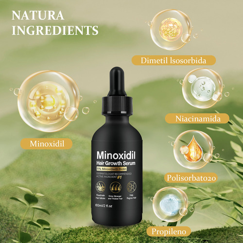Minoxidil 5% Tratamiento Para Cabello Y Barba 60ml Solución Tópica Tratamiento Regenerador Formula Anticaída A Base