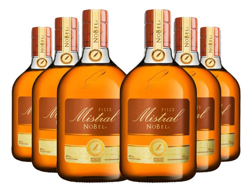 6 Piscos Mistral Nobel Dorado (750ml 40%)