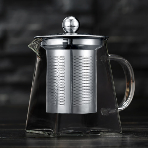 Tetera De Vidrio Cuadrado 750ml Con Colador De Té