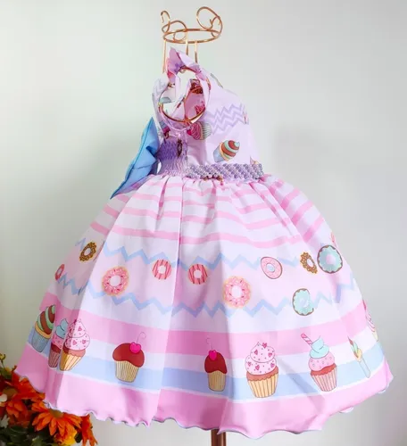Vestido infantil tema confeitaria sales