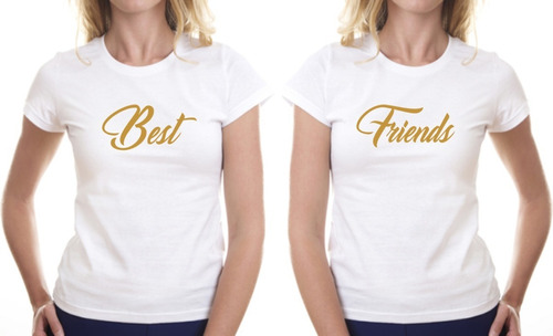 Camiseta Playera Mujer Mejores Amigas Best Friends Cursiva