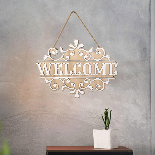 Wood Wall Hanging Welcome Sign Decoración De Placa Rústica