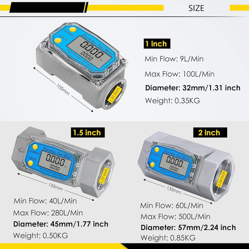 1.5 Inch Cuentalitros Electrónico Turbina Digital Diésel