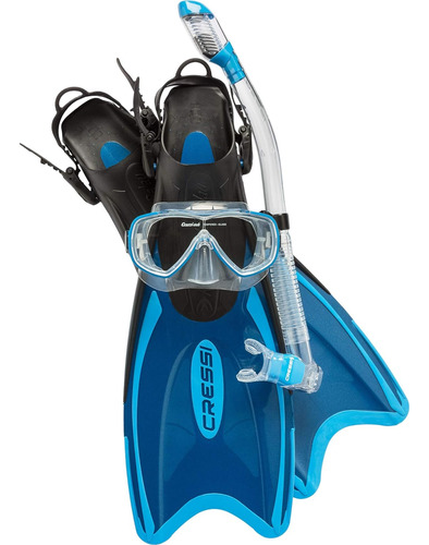 Adult Light Weight Premium Travel Snorkel Set - Mask & Fins 