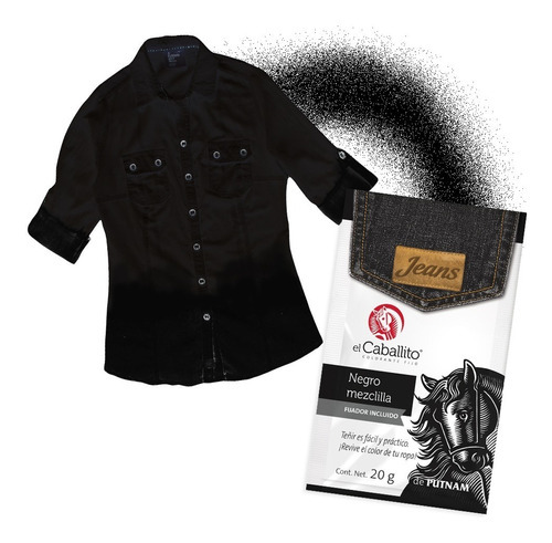 El Caballito Jeans Colorante Para Ropa Negro Mezclilla 20g