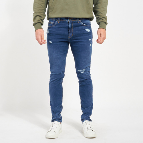 Jean Hombre Kevingston Copenhagen Iii Slim Fit Roturas Azul