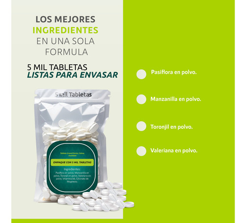 Tableta Granel Estrés, Calma, Ansiedad Sabor Sin sabor