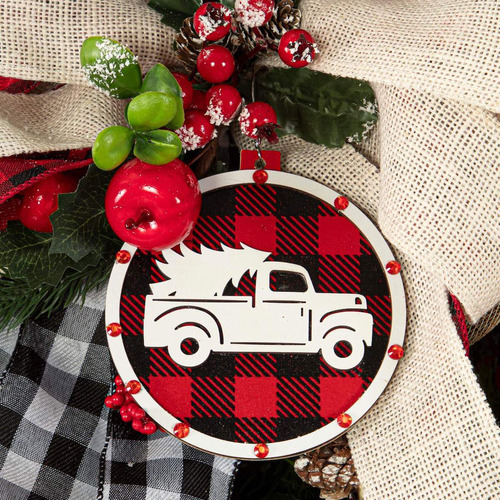 Figura de esfera de Natal branca em MDF com fundo quadrado de 12 cm Mylin 1p Color Car
