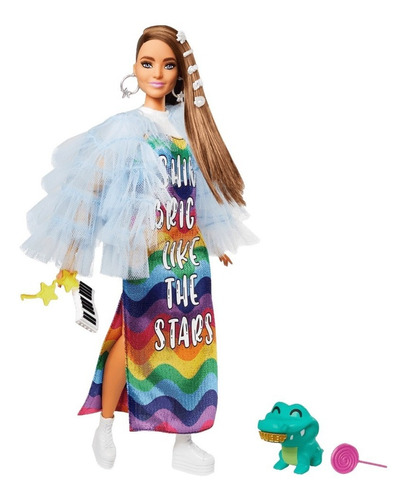 Muñeca Barbie Extra Vestido Arcoíris