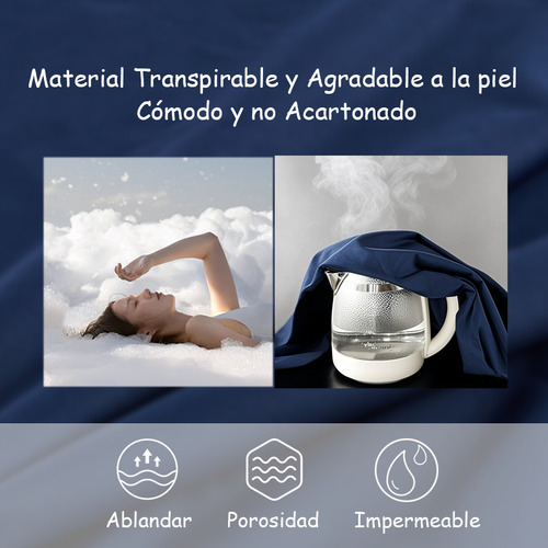 Cubre Colchon Impermeable Matrimonial Funda Para Colchones Color Azul Suave y confortable muy transpirable Diseño De La Tela Liso