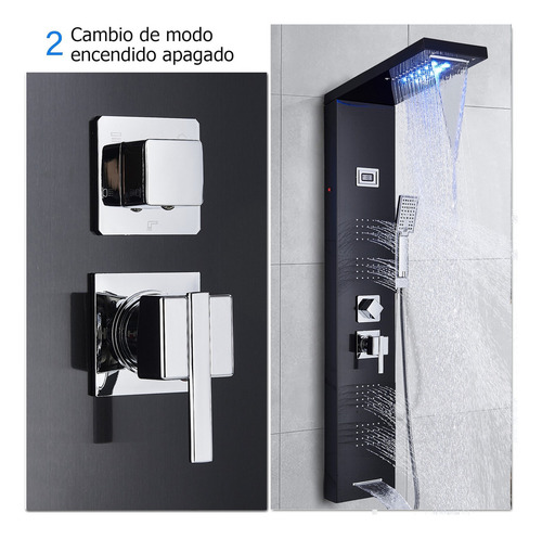 Torre Panel De Ducha NeierThodore Shower Panel de acero inoxidable color negro
