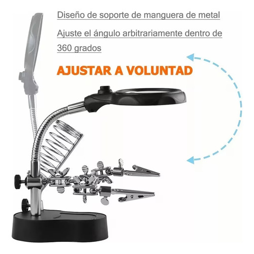 Lupa Con Base Para Cautín, Atril Y Luz Led Adir, 1576
