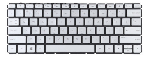 Teclado Silver Us Com Luz De Fundo Para Hp Envy 13-d 13-d000