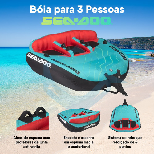 Boia Inflável Rebocável Gigante Praia 3 Pessoas Jet Sea-doo Cor Azul-celeste