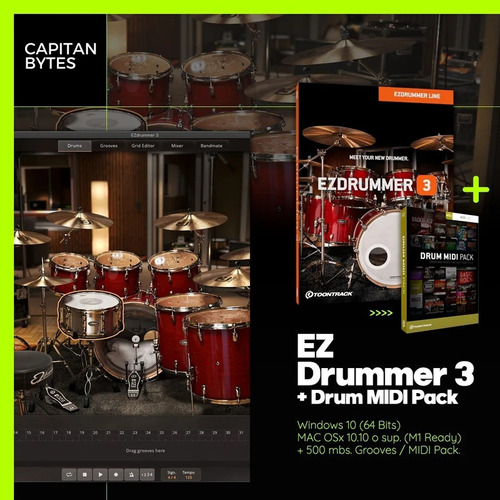 Ez Drummer 3 + Drum Midi Pack (win-mac) - Capitanbytes