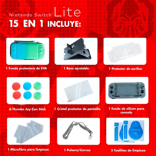 Imagen 4 de 9 de Kit Estuche Nintendo Switch Lite Protector Rigido Portatil