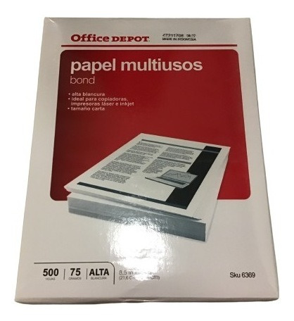 Hoja Tamaño Carta Bond Paquete De 500 Hojas Office Depot | Meses sin  intereses