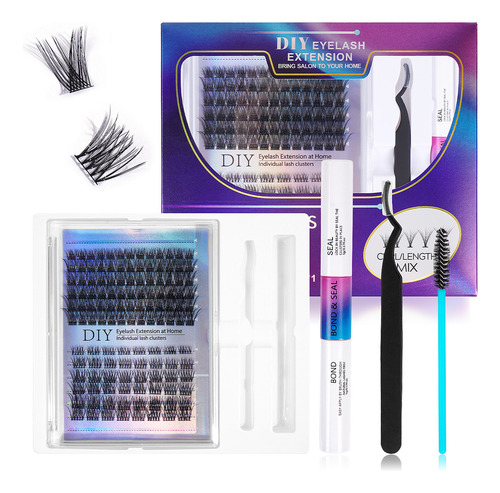 Kit De Extensiones De Pestañas 30d+40d Magefy Lash Curvatura D 8-13mm Mixtas Con Pegamento Y Rizador De Pestañas+cepillo Para Pestañas Individuales Kit Completo Diy Adhesivo Para Pestañas Estilo 1