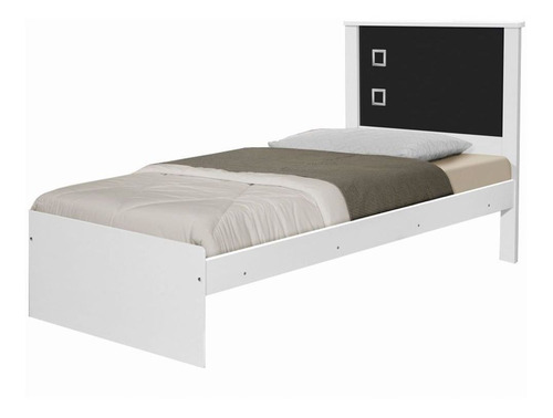 Cama Solteiro Barcelona Flex Branco/ Preto - Tebarrot