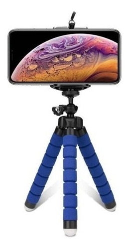 Mini Tripé Flexível Suporte Para Celular E Câmera - Azul