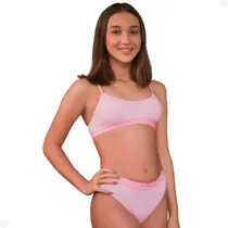 Comprar Kit 3 Conjuntos Sutiã Top Calcinha Infantil Juvenil Algodão