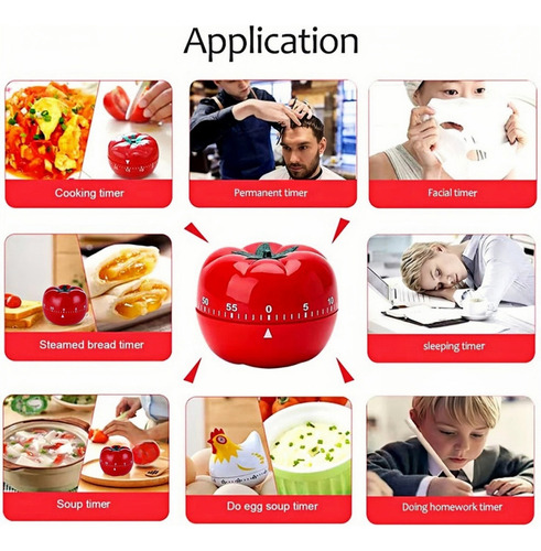 / Práctico Temporizador Mecánico Kitchen Tomate De 2 Piezas