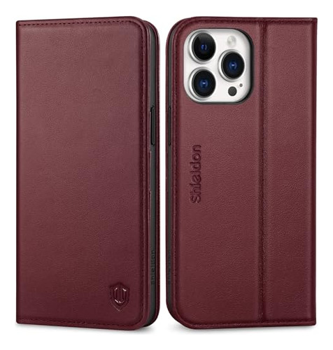 Funda Para iPhone 15 Pro Max Rojo Vino 6.7puLG Piel