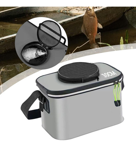 Cubo De Pesca Portátil Live Container Gris 30 Cm X 20 Cm X 2