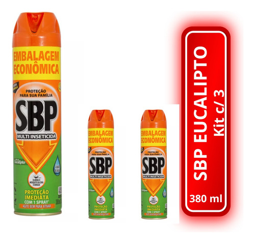 Kit 3 Multi-inseticida Sbp Eucalipto 380ml Cada Frasco