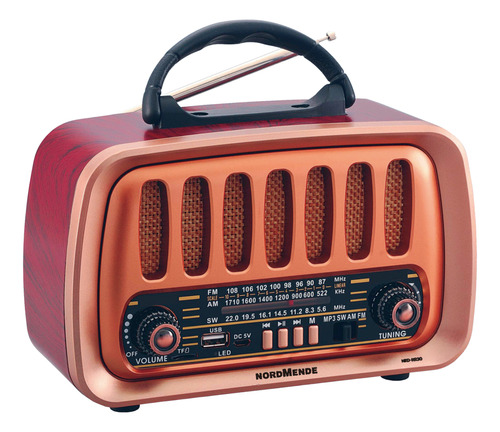 Radio Vintage Nordmende Portatil Am/fm Recargable Nrd-rr30 Color Marrón