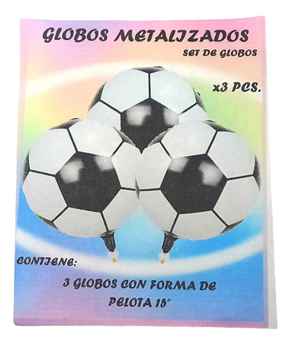 Set X3 Globos Pelota De Fútbol - 5 Soles Cotillón